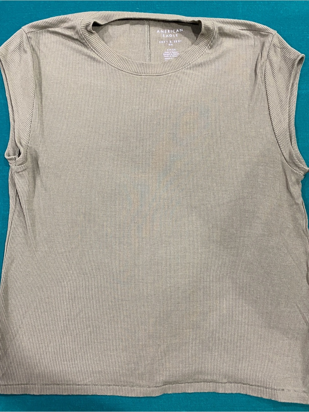 American Eagle Soft & Sexy Rib Sleeveless Ribbed Tank Top in Olive Green Size S